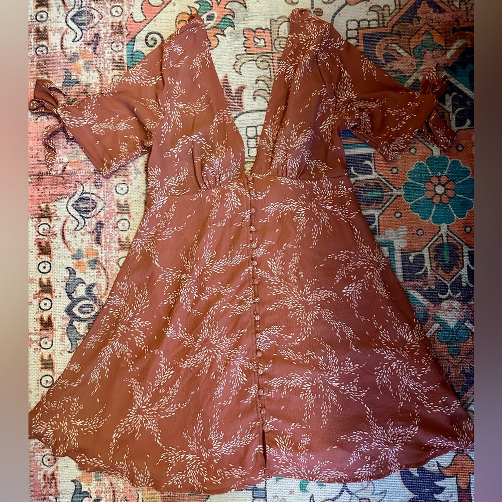 Mauve Floral Button Front Sundress